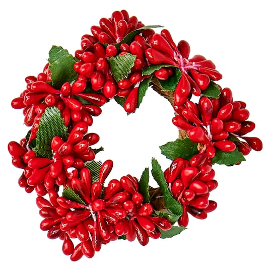 1.5" Red Christmas Seed Candle Ring, 2ct.